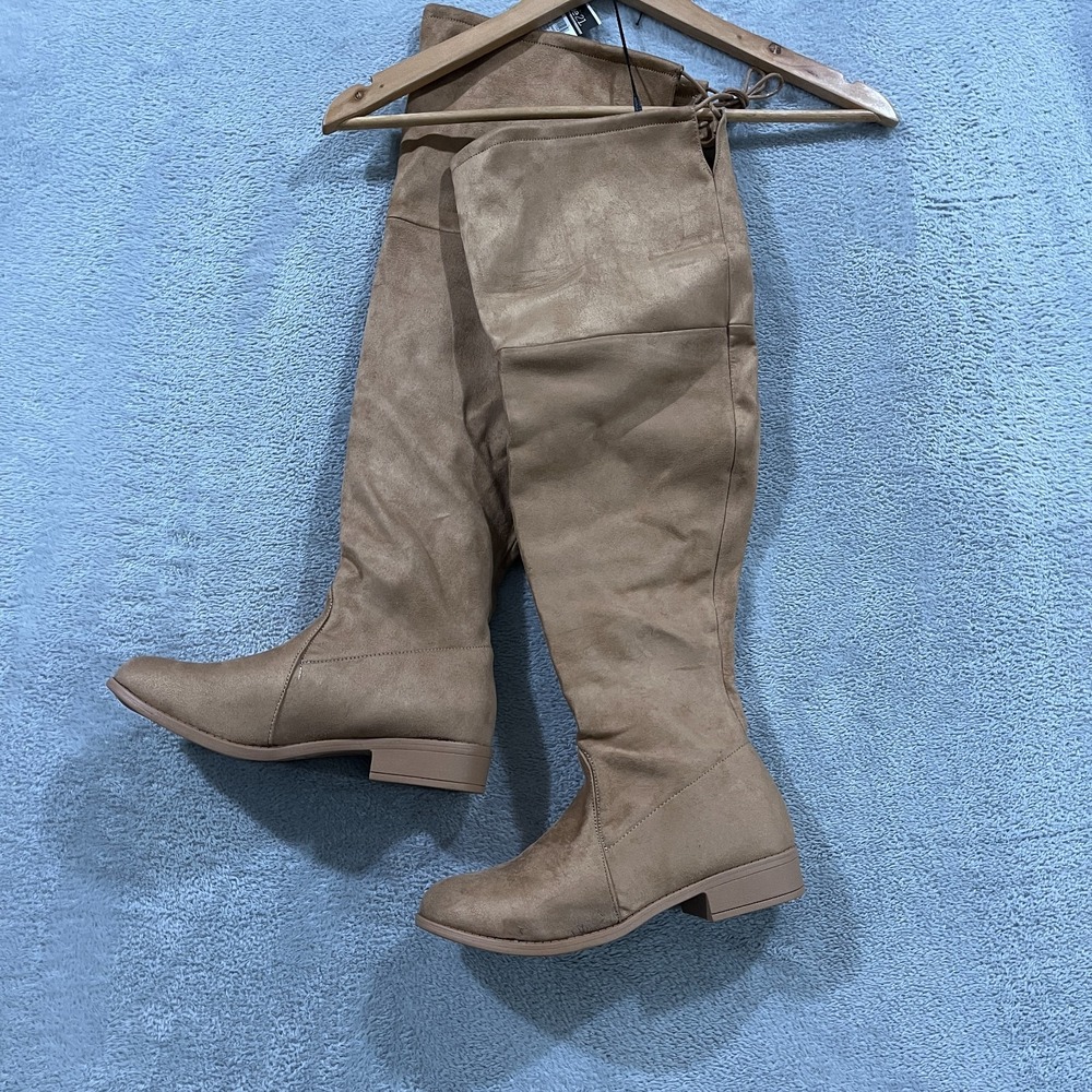 Rue 21 Over The Knee Boots Womens Size 8 Faux Suede Drawstring Tie Cowgirl
